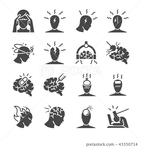 Headache icon set. 43350714