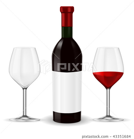 Bottle of red wine with glass Bottle of red wine with glass 43351684