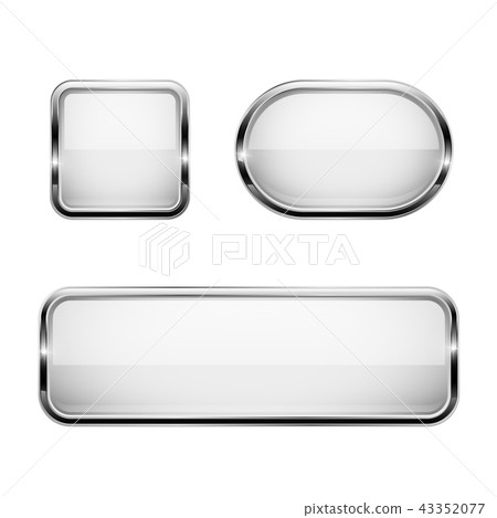 Black Buttons 3d Glass Icons Chrome Stock Vector (Royalty Free