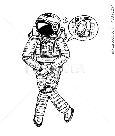 Astronaut spaceman with wc restroom symbol. astronomical galaxy space. cosmonaut explore adventure 43352254
