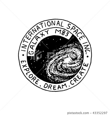 Mission of Mars logo. Exploration of the astronomical galaxy and Space. Adventure for the Spaceman 43352297