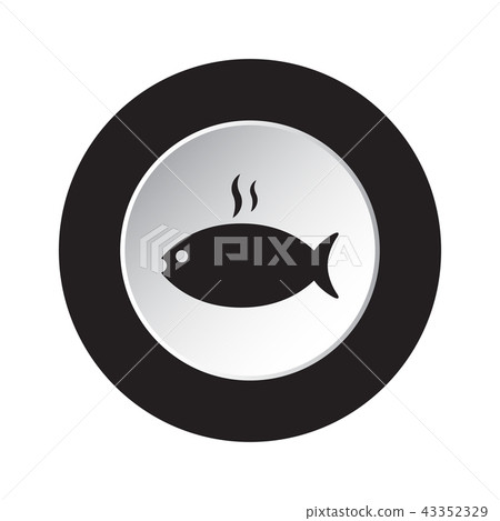 round black, white icon - grilling fish with smoke round black, white icon - grilling fish with smoke 43352329