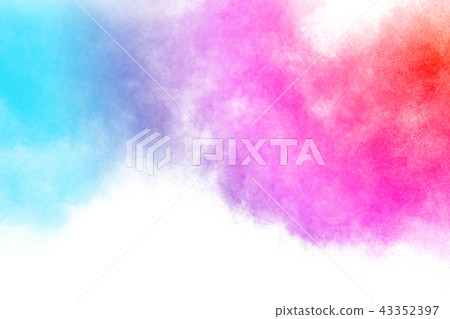 Multicolored powder explosion on white background. Multicolored powder explosion on white background. 43352397