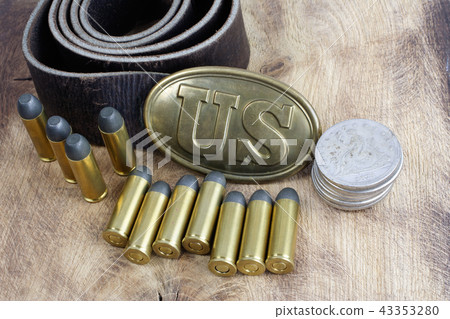 US Belt Buckle Civil War with revolver cartridges 43353280