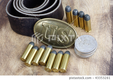 US Belt Buckle Civil War with revolver cartridges 43353281