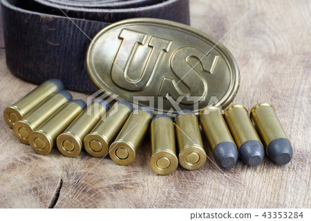 US Belt Buckle Civil War with revolver cartridges 43353284