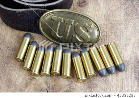 US Belt Buckle Civil War with revolver cartridges 43353285