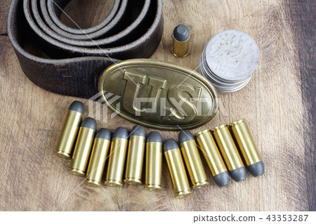 US Belt Buckle Civil War with revolver cartridges 43353287
