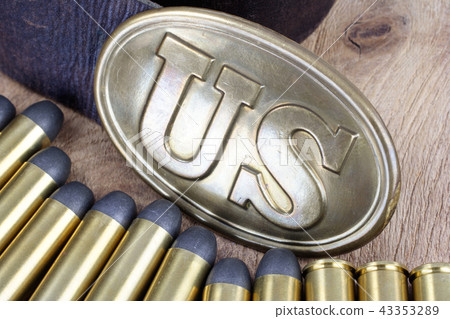 US Belt Buckle Civil War with revolver cartridges 43353289