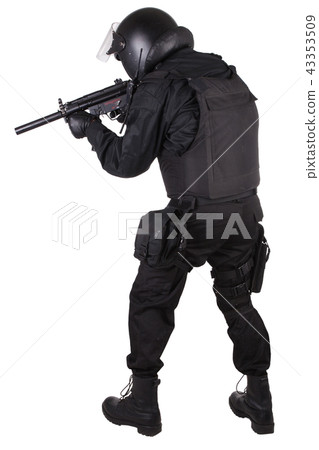 police special forces officer with submachine gun police special forces officer with submachine gun 43353509