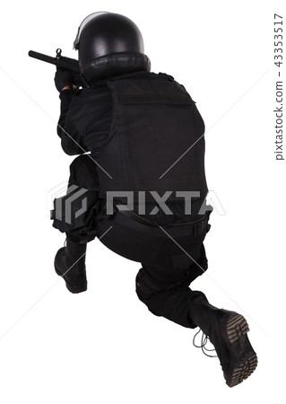 police special forces officer with submachine gun police special forces officer with submachine gun 43353517