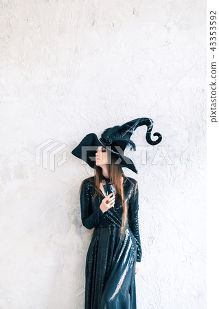 Halloween Witch in Black Dress 43353592