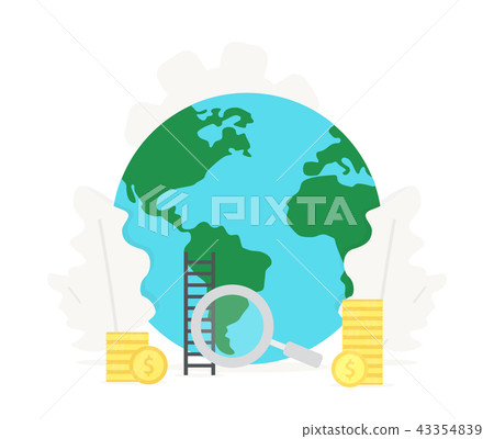 Earth business presentations on white background. Coins, money, save planet. World Health Day 43354839