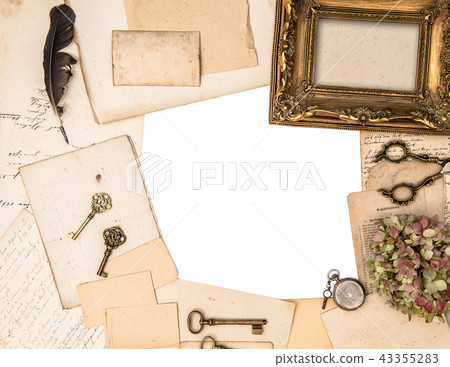 Antique golden picture frame vintage office Antique golden picture frame vintage office 43355283