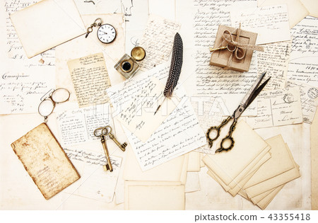 Old letters postcards antique accessories used  43355418