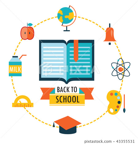 Back to school background with study theme icons - Stock Illustration ...