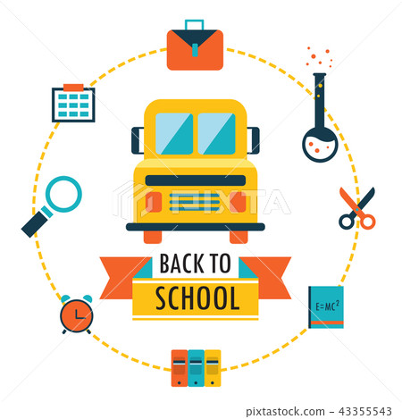 Back to school background with study theme icons Back to school background with study theme icons 43355543