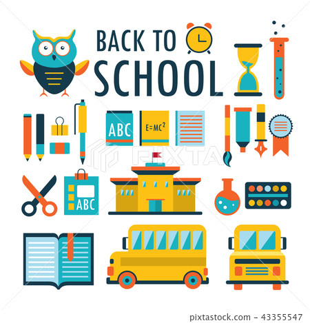 Back to school Flat design icons set isolated on white Part 2 Back to school Flat design icons set isolated on white Part 2 43355547