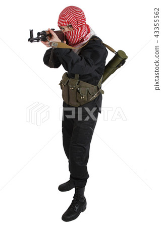 East Islamic rebel with kalashnikov gun East Islamic rebel with kalashnikov gun 43355562