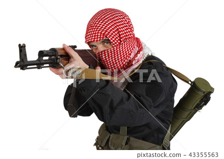 East Islamic rebel with kalashnikov gun East Islamic rebel with kalashnikov gun 43355563