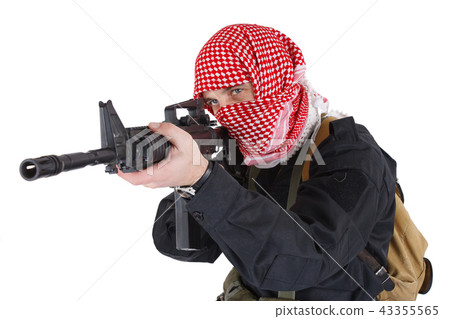 East Islamic rebel with assault rifle East Islamic rebel with assault rifle 43355565