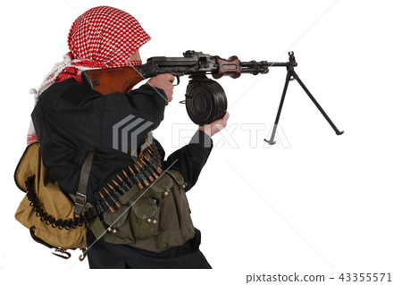 mujahid with machine gun mujahid with machine gun 43355571