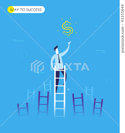 Businessman climbs the stairs to get a dollar 43355644