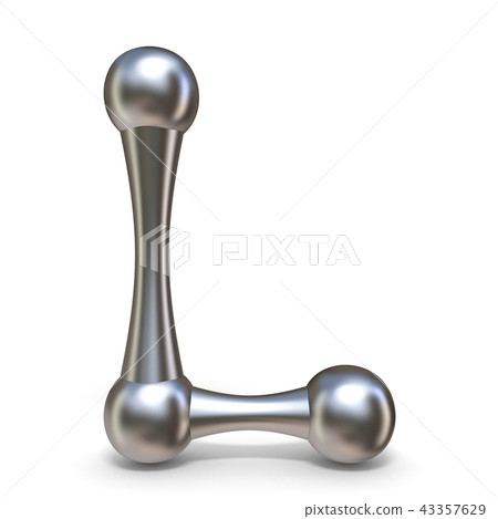 Steel molecular font Letter L 3D Steel molecular font Letter L 3D 43357629