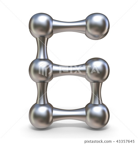 Steel molecular font Number 6 six 3D Steel molecular font Number 6 six 3D 43357645