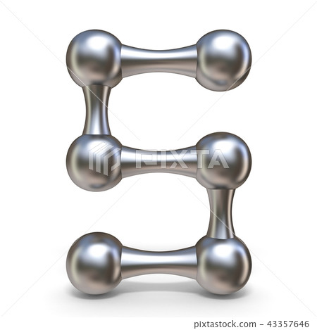 Steel molecular font Number 5 five 3D Steel molecular font Number 5 five 3D 43357646
