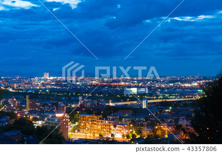 Residential area seen from Tokyo, night view, hill 43357806