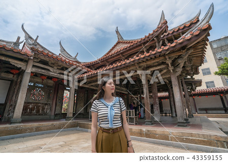 upward view of asian women visiting in the temple 43359155