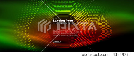Neon glowing techno hexagon shape lines, hi-tech futuristic abstract background, landing page 43359731