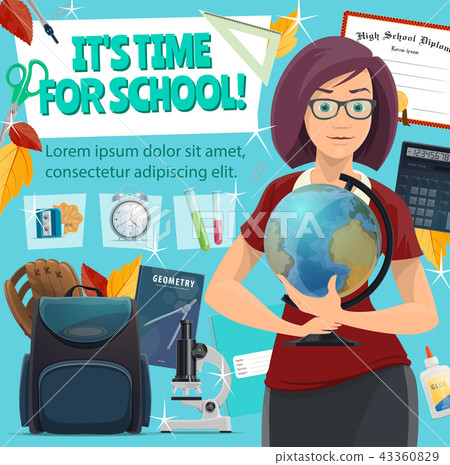 School time poster. Teacher and study stationery 43360829