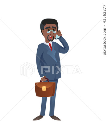 Black businessman talking on phone Black businessman talking on phone 43362277