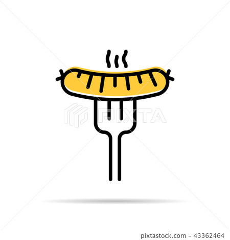 Grilled sausage on the fork icon 43362464