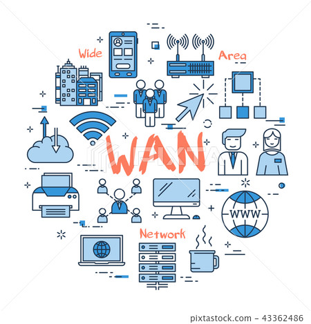 Blue round WAN concept 43362486