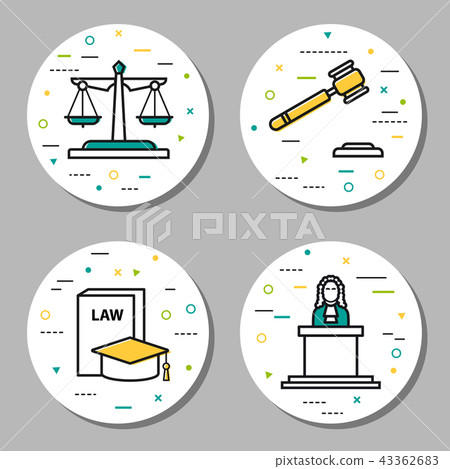 Four round judiciary linear icons - Stock Illustration [43362683] - PIXTA