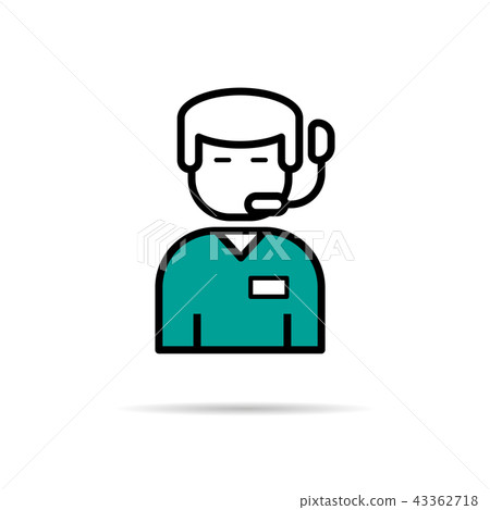 Icon man online operator - linear - Stock Illustration [43362718] - PIXTA