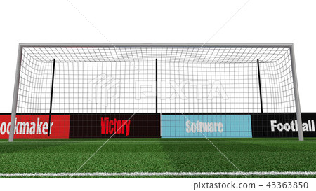 Empty Soccer Goal On Grass On White Background Stock Illustration