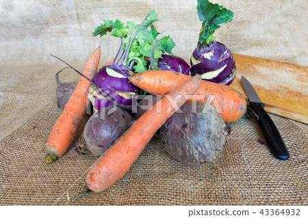 Set of vegetables on the kitchen blackboard. 43364932