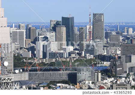Tokyo cityscape in Japan View the cityscape such as "New National Stadium under construction" and Tokyo Tower 43365293