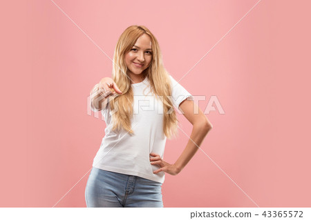 The happy business woman point you and want you, half length closeup portrait The happy business woman point you and want you, half length closeup portrait 43365572