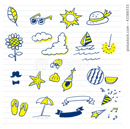 Summer motif drawn with a pen on a notebook Summer motif drawn with a pen on a notebook 43366555