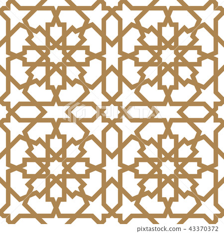 Seamless arabic geometric ornament in golden color 43370372