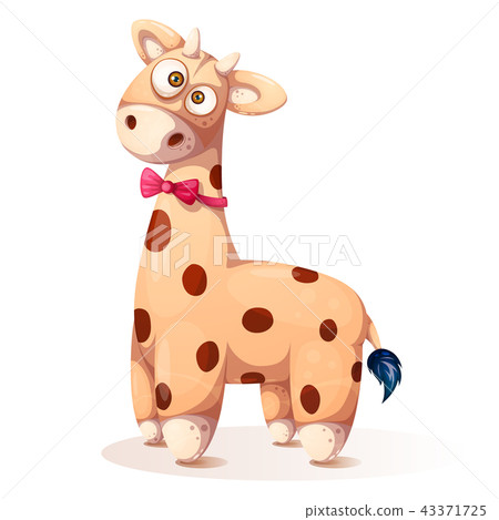 Cute, funny teddy giraffe - cartoon illustration. Cute, funny teddy giraffe - cartoon illustration. 43371725