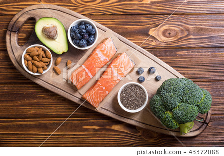Healthy food with salmon 43372088