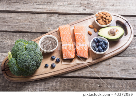 Healthy food with salmon 43372089