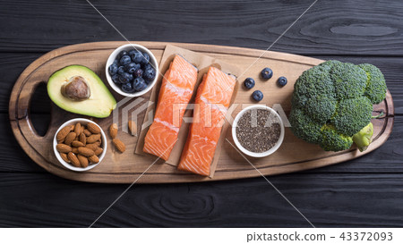 Healthy food with salmon 43372093