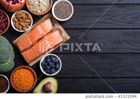 Healthy food with salmon 43372094